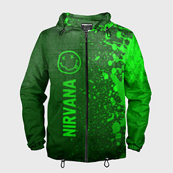 Ветровка с капюшоном мужская Nirvana - green gradient по-вертикали, цвет: 3D-черный