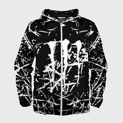 Ветровка с капюшоном мужская Monster energy белые штрихи краско, цвет: 3D-белый