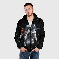 Ветровка с капюшоном мужская The dalmatian brave cosmonaut - ai art, цвет: 3D-черный — фото 2