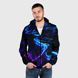 Ветровка с капюшоном мужская Color blue pink, цвет: 3D-черный — фото 2