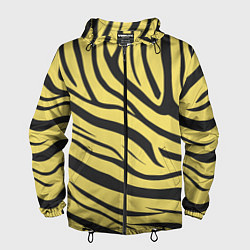 Ветровка с капюшоном мужская Светлый тигровый паттерн, цвет: 3D-черный