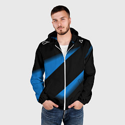 Ветровка с капюшоном мужская Color blue black line, цвет: 3D-белый — фото 2