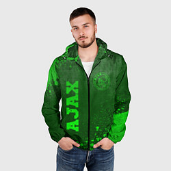 Ветровка с капюшоном мужская Ajax - green gradient вертикально, цвет: 3D-черный — фото 2