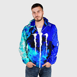 Ветровка с капюшоном мужская Monster energy синий дым, цвет: 3D-белый — фото 2
