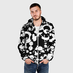 Ветровка с капюшоном мужская Модная чб абстракция - нейроарт, цвет: 3D-белый — фото 2