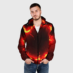 Ветровка с капюшоном мужская Красный круг из огня текстура, цвет: 3D-черный — фото 2
