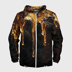Ветровка с капюшоном мужская Стекающий мед - текстура, цвет: 3D-белый