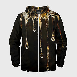 Ветровка с капюшоном мужская Мед на коричневой текстуре, цвет: 3D-белый