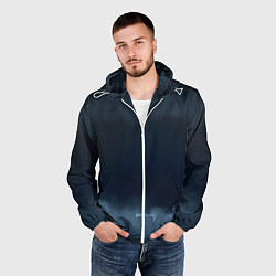Ветровка с капюшоном мужская Черные градиенты, цвет: 3D-белый — фото 2