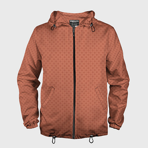 Мужская ветровка Терракотовый паттерн в мелкий квадрат / 3D-Черный – фото 1