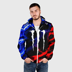 Ветровка с капюшоном мужская Monster energy молнии неон, цвет: 3D-белый — фото 2