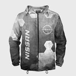 Ветровка с капюшоном мужская Nissan - grey gradient вертикально, цвет: 3D-черный