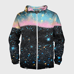 Мужская ветровка Блестящая текстура на черном