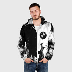 Ветровка с капюшоном мужская BMW black fire, цвет: 3D-белый — фото 2