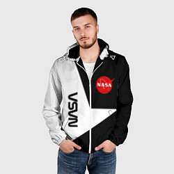 Ветровка с капюшоном мужская Nasa текстура геометрия, цвет: 3D-белый — фото 2