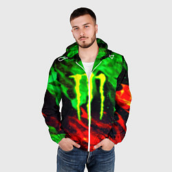 Ветровка с капюшоном мужская Monster energy огонь лого, цвет: 3D-белый — фото 2