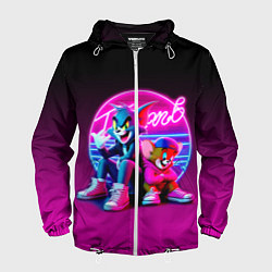 Ветровка с капюшоном мужская Tom and Jerry - neon glow fantasy, цвет: 3D-белый