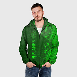 Ветровка с капюшоном мужская In Flames - green gradient по-вертикали, цвет: 3D-черный — фото 2