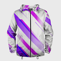 Ветровка с капюшоном мужская Color white pink, цвет: 3D-черный