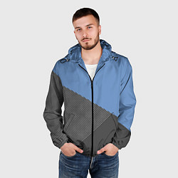 Ветровка с капюшоном мужская Сине-серый геометричный, цвет: 3D-черный — фото 2