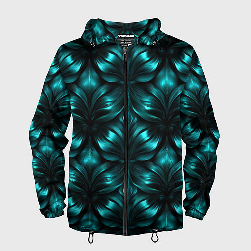 Мужская ветровка Зеленые узоры из абстрактных листьев - блестящий п / 3D-Черный – фото 1