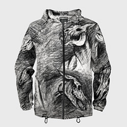 Ветровка с капюшоном мужская Черепа лошадей, цвет: 3D-черный