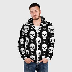 Ветровка с капюшоном мужская Черепной фон, цвет: 3D-белый — фото 2