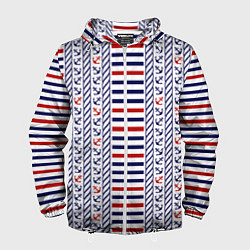 Мужская ветровка Полосатый морской орнамент с якорями