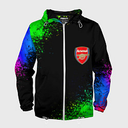 Ветровка с капюшоном мужская Arsenal неоновые краски, цвет: 3D-белый