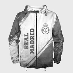 Ветровка с капюшоном мужская Real Madrid - white gradient вертикально, цвет: 3D-черный
