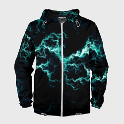 Ветровка с капюшоном мужская Lightning light blue glow, цвет: 3D-белый