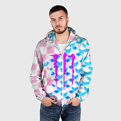 Ветровка с капюшоном мужская Monster energy neon anime, цвет: 3D-белый — фото 2