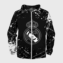 Ветровка с капюшоном мужская Real Madrid белые краски, цвет: 3D-белый