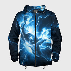 Ветровка с капюшоном мужская Бело-синяя туманность, цвет: 3D-черный
