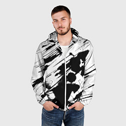 Ветровка с капюшоном мужская Брызги и штрихи черной краски, цвет: 3D-белый — фото 2