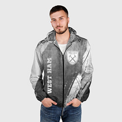 Ветровка с капюшоном мужская West Ham - grey gradient вертикально, цвет: 3D-черный — фото 2