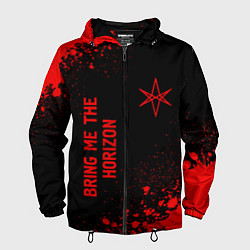 Ветровка с капюшоном мужская Bring Me the Horizon - red gradient вертикально, цвет: 3D-черный