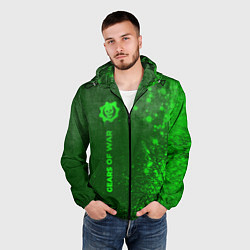 Ветровка с капюшоном мужская Gears of War - green gradient по-вертикали, цвет: 3D-черный — фото 2