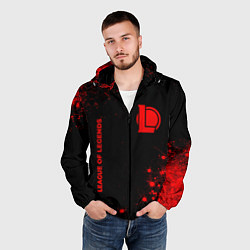 Ветровка с капюшоном мужская League of Legends - red gradient вертикально, цвет: 3D-черный — фото 2