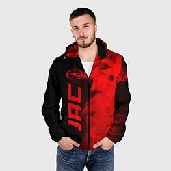 Ветровка с капюшоном мужская JAC - red gradient по-вертикали, цвет: 3D-черный — фото 2