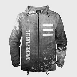 Ветровка с капюшоном мужская OneRepublic - grey gradient вертикально, цвет: 3D-черный