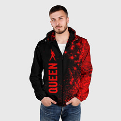 Ветровка с капюшоном мужская Queen - red gradient по-вертикали, цвет: 3D-черный — фото 2