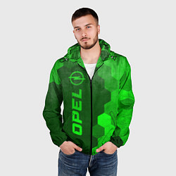Ветровка с капюшоном мужская Opel - green gradient по-вертикали, цвет: 3D-черный — фото 2