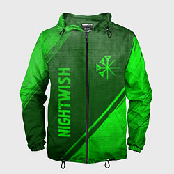 Ветровка с капюшоном мужская Nightwish - green gradient вертикально, цвет: 3D-черный