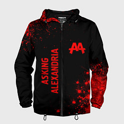 Ветровка с капюшоном мужская Asking Alexandria - red gradient вертикально, цвет: 3D-черный