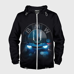 Ветровка с капюшоном мужская BMW на мосту, цвет: 3D-белый