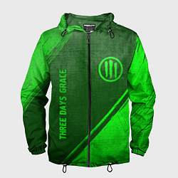 Ветровка с капюшоном мужская Three Days Grace - green gradient вертикально, цвет: 3D-черный