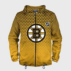 Ветровка с капюшоном мужская Бостон Брюинз - паттерн треугольников, цвет: 3D-черный