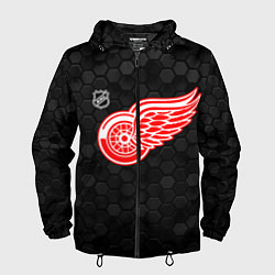 Ветровка с капюшоном мужская Детройт Ред Уингз - черные соты, цвет: 3D-черный