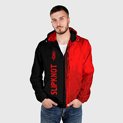 Ветровка с капюшоном мужская Slipknot - red gradient по-вертикали, цвет: 3D-черный — фото 2